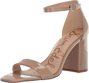 Sam Edelman Daniella Classic Nude Patent Ankle Strap Block Heeled Dress Sandals