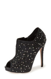 Lauren Lorraine Etra Peep Toe Bootie Black Rhinestone Peep Toe Stiletto Pumps