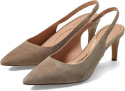 Cole Haan Vandam Sling Irish Coffee Suede Pointed Toe Kitten Heeled Dress Pumps