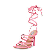 Steve Madden Bella Pink Open Toe Stiletto Heel Detailed Lace Up Fashion Heels