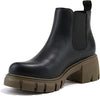 Soda Pioneer Black/For-green Pu Lug Sole Pull On Chelsea Fashion Ankle Booties
