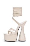 Cape Robbin JULEE White Super High Heel Platform Strappy Cone Heel Sandals Pumps