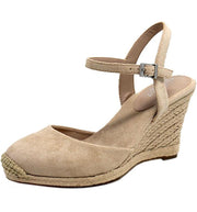 Charles David SHERPA Nude Ankle Strap Pump Sandal; Espadrille Wedges Mid Heel