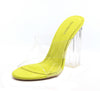 Cape Robbin Jolie Lime Transparent Cris Cross and Block Heeled Open Toe Sandals