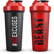 2 Pack Protein Shaker Bottles, 24 Oz, Leakproof, BPA-Free, Dishwasher Safe, Plastic, Ideal for Workouts, Gym, Smoothies