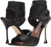 Brian Atwood STELLA Pumps Black Leather Ankle Cuff Open Toe Sandals