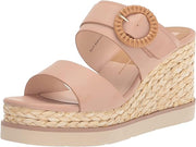 Dolce Vita Lauryn Blush Stella Slip On Square Open Toe Cork Wedge Heeled Sandals