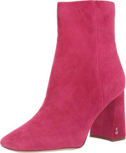 Sam Edelman Codie Magenta Rose Side Zipper Squared Toe Block Heel Fashion Boots