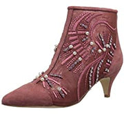 SAM EDELMAN Kami Kitten Heel Pointed Embroidered Booties In Misty Rose Suede