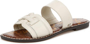 Sam Edelman Gabi Modern Ivory Double Strap Open Toe Slip On Flat Slides Sandals