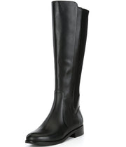 Cole Haan Noelle Black Leather/Stretch Rounded Toe Block Heeled Knee High Boots