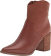 Steve Madden Cate Cognac Leather Block Heel Pointed Toe Pull On Fashion Boots