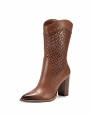 Vince Camuto Emmelia Warm Caramel Mid Calf Pointed Toe Western Heeled Boot