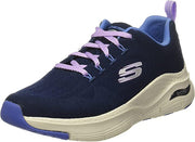 Skechers Keep It Up Navy/Hot Pink Pull On Arch Fit Comfy Wave Low Top Sneakers