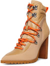 Steve Madden Karey Sand Multi Lightweight Lace Up Mid Heel Almond Toe Booties