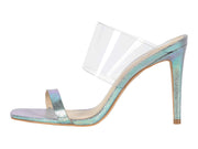 Vince Camuto Ashta Holographic Clear Wrapped Stiletto Mule High Heeled Sandals