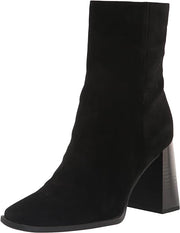 Sam Edelman Ivette Black Suede Side Zipper Squared Toe Block Heeled Ankle Boots