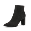 DREAM PAIRS Sianna-1 Black Faux Suede Heel Ankle Booties Pointed Toe Boots 9.5