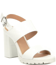 Steve Madden Women's Emil Ankle strap Heeled Dress Sandal,White Leather