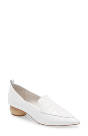 Jeffrey Campbell Vinny Pointed Toe Croc-embossed Leather Loafer WHITE CROCO