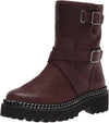 Vince Camuto Messtia Burgundy Motorcycle Buckle Moto Chain Chunky Platform Boots