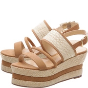 Schutz Women's Natalya Desert Natural Woven Multi Strap Wedge Sandals