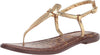 Sam Edelman Gigi Amber Gold Embossed Open Toe Ankle Strap Wide Flats Sandals