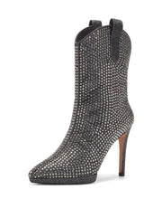 Jessica Simpson Vianne Pewter High Heel Crystal Rhinestone Pull On Ankle Booties