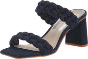 Dolce Vita Paily Indigo Denim Braided Straps Open Toe Block Heeled Sandals