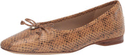 Sam Edelman Meadow Wheat Leather Slip On Bow Detailed Squared Toe Ballet Flats