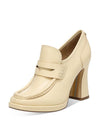 Sam Edelman Jeanette Eggshell Leather Slip On High Platform Penny Loafers Pump