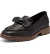 Lucky Brand Tamio Black Leather Moccasin Flat Knot Bow Detail Lug Sole Loafers