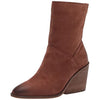 Lucky Brand Sarey Toffee Suede Zipper Ankle Almond Rounded Toe Block Heel Boots