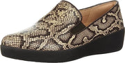 FitFlop Superskate Taupe Snake Leather Slip On Rounded Toe Flat Fashion Loafers