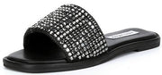 Steve Madden Clyde-R Black Rhinestone Detailed Slip On Open Toe Slide Sandals