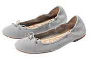 Sam Edelman Felicia Light Grey Slip On Round Toe Bow Detail Flexible Ballet Flat
