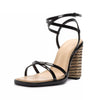 Schutz Narah Black Open Toe Cross Buckle Ankle Strap Block High Heeled Sandals