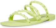 Steve Madden Skyler-J Lime Leather Embellished Strappy Slip On Open Toe Sandals