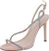 Schutz Gaela Nubuck Pink Slip On Embellished Buckle Strap High Heel Sandals