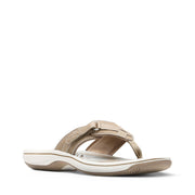 Clarks Breeze Sea Taupe White Flip Flops Fashion Comfort Slip-On Summer Sandals