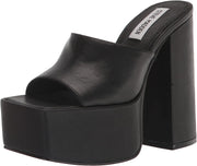 Steve Madden Jungle Black Block Heel Slip On Open Toe Fashion Heeled Sandals