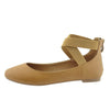 Bella Marie Dana-19 Tan Pu Classic Ballerina Flats Elastic Crossing Straps