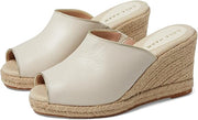 Cole Haan Cloudfeel Southcrest Ivory Leather Peep Toe Slip On Wedge Heel Sandals