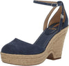 Sam Edelman Nati Hudson Blue Ankle Strap Pointed Toe Espadrille Wedge Sandals