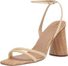 Sam Edelman Kia Bleached Wheat Open Toe Ankle Strap Block Heeled Wide Sandals