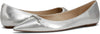 Sam Edelman Nori Silver Leather Pointed Toe Chain Detailed Slip On Ballet Flats