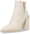 Steve Madden Taylen Bone Leather Zipper Closure Pointed Toe Collar Notched Boots