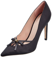 Schutz Gracia Satin Pointed toe Pump With Bow Black Stiletto Dress Pumps