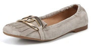 Sam Edelman Mimi Putty Leather Slip On Squared Toe Golden Accent Ballet Flats