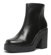 Schutz  Black Pull On Chunky Chic Mid Block Heel Platform Ankle Boots